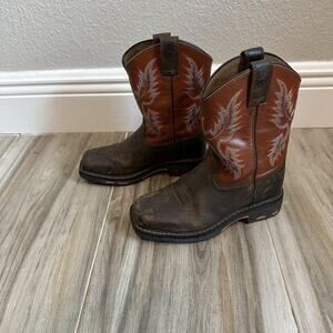 Ariat Workhog Boots Size 13 Red Brown Square Toe Boys Leather Western Cowboy